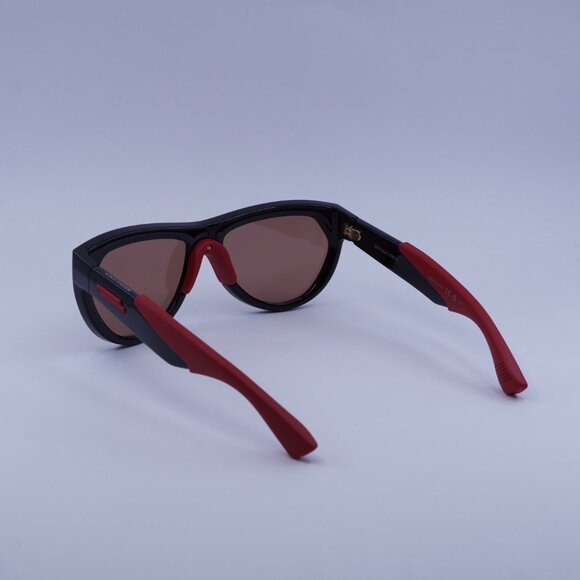 Bottega Veneta BV1234S 004 Sunglasses Shiny Black/Red Shield Frame, Red Lenses - Picture 9 of 10